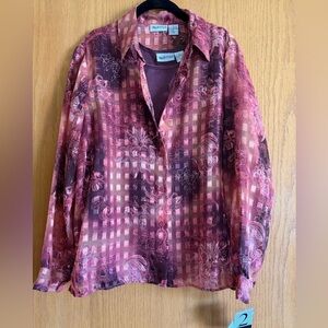 Apparenza Pink and Purple Sheer Blouse 2 piece NWT
